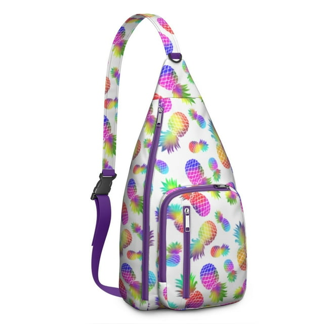 Tropical Pineapple Backpack - Golden Fruit & Flowers Print, Fashionable Multi-Functional Travel Pack