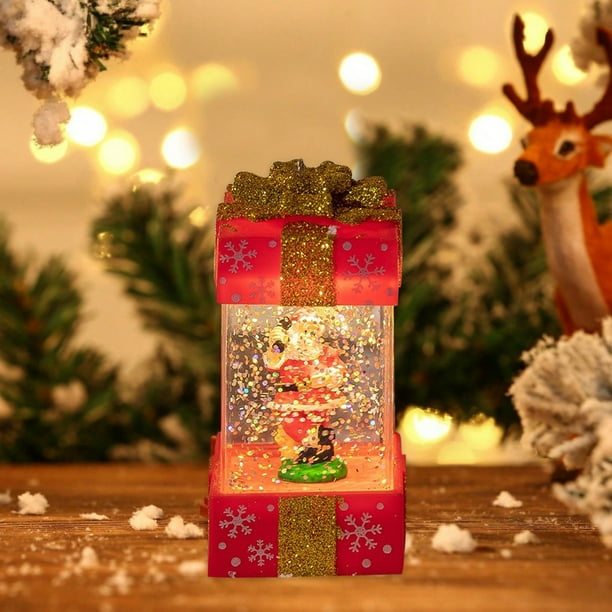 Christmas Santa Claus Snowman Christmas Tree Lantern Plug In Battery Operated Glitter Lamp Scene Lighted For Christmas Decoration 100ML