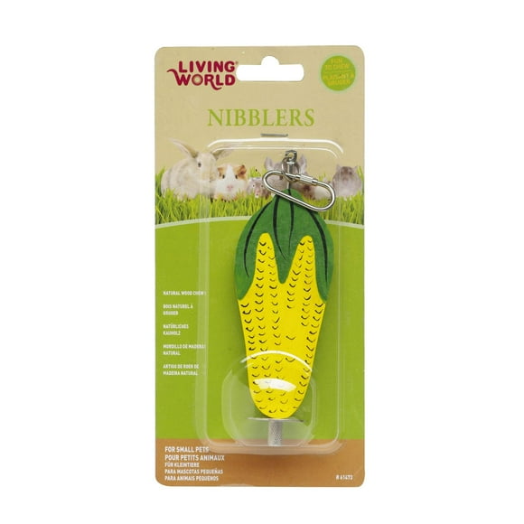Living World Nibblers, Wood Chews, Corn Cob on a Stick