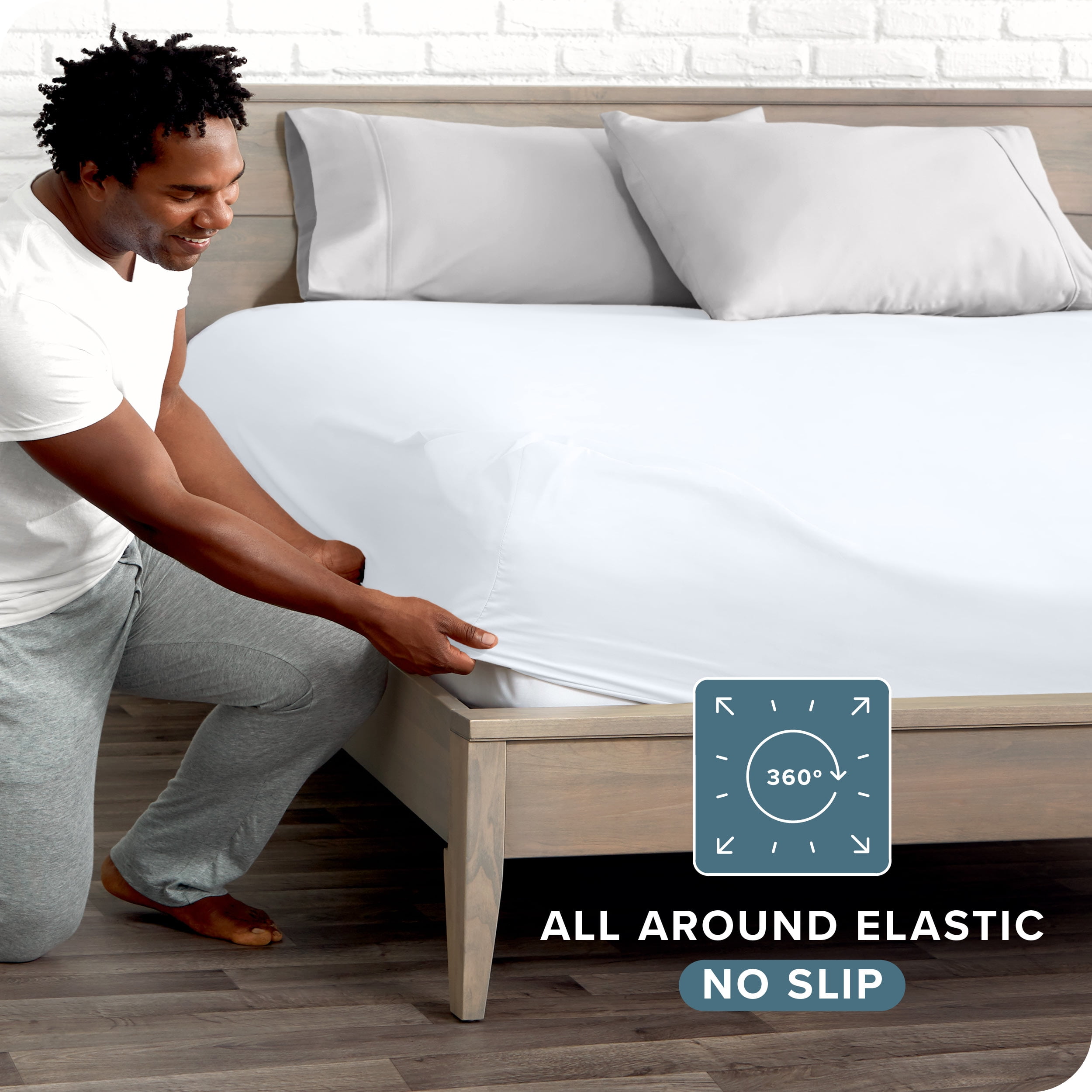 Bare Home Luxury 1800 Collection Fitted Sheet, Ultra-Soft, Deep Pocket, Short Queen, White