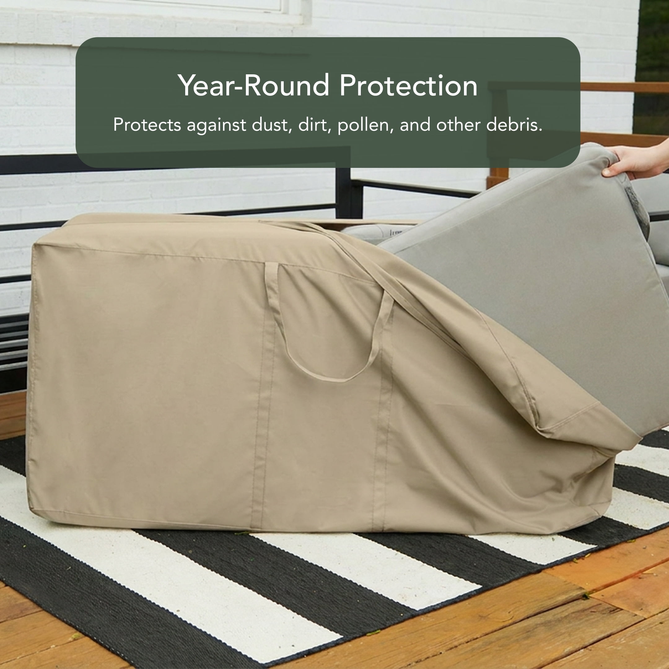Covermates Outdoor Cushion Storage Bag – Water Resistant, Zippered Organizer with Handles