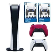 Sony Playstation 5 Digital with Extra Controller and Dual FPS Grip Kit Bundle - Cosmic Red