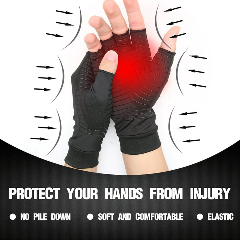 Aptoco New Copper Arthritis Compression Gloves Fit Half-finger Hand Support  Gloves Unisex for Joint Pain Relief, Valentines Day Gifts, S