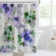 thumbnail image 2 of Extra Long 72"x84" Purple and Teal Floral Shower Curtain Set with Hooks,Watercolor Gentle Colors Flowers Bathroom Curtain, Modern Minimalist Waterproof Bath Curtain for Bathroom Decor, 2 of 6