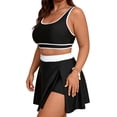 thumbnail image 2 of Maillots de Bain pour Femmes Tankini Grande Taille Col en V Profond Amincissant Contrôle du Ventre Robe de Bain avec Bas 2 Pcs, 2 of 8
