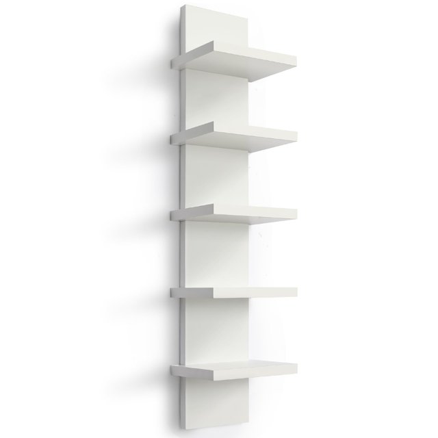 Estantería de pared Homaterial de 5 niveles, blanca, vertical, flotante