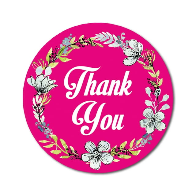 Darling Souvenir 1,6 Pouces Rond Couronne Jonquille Elegent Personnalisé Rose Merci Autocollants-45 Pcs
