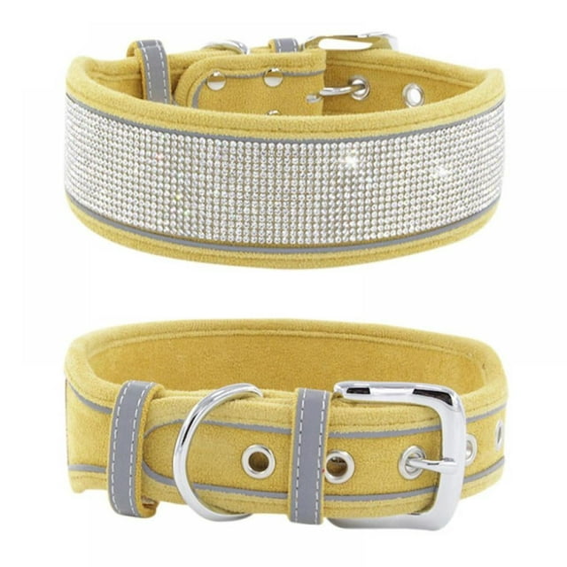 Collier pour Chien en Suède avec Strass Réfléchissants pour Chiens Moyens et Grands Bleu Marine
