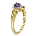 thumbnail image 2 of Galaxy Gold 14K Solid Gold Natural Diamond & Amethyst Ring for Women - Yellow Gold Fine Jewelry, 2 of 5