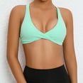 thumbnail image 2 of Xfvqtps Two Ways Twist Sports Bra for Women Back Cross Straps Deep V Neck Backless Gym Top Fitness Workout Bras Mint Green, 2 of 4