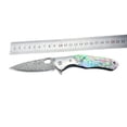 thumbnail image 4 of Damascus Outdoor Pocket Knife — Abalone Shell Handle, Sandblasted CNC Steel Bolster — Camping & EDC Folding Knife (VG10 Steel), 4 of 12