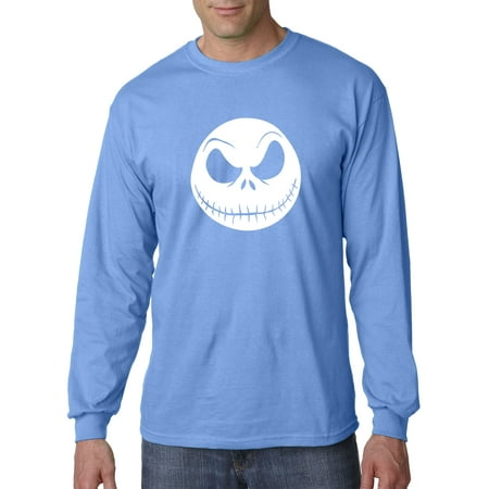 Excited Faces For Christmas New Way 1122 - Unisex Long-Sleeve T-Shirt Nightmare Before Christmas Jack Skelleton Face 2XL Carolina Blue ()