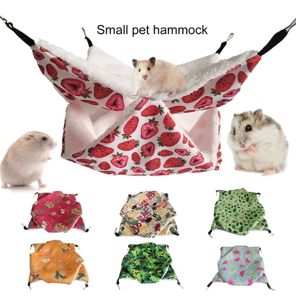 Fleece Rat Hammock and House Bedding Set, 2 Tier Hanging Bed for Guinea Pigs Hamster Ferret Chinchilla Cage Small Animals Light