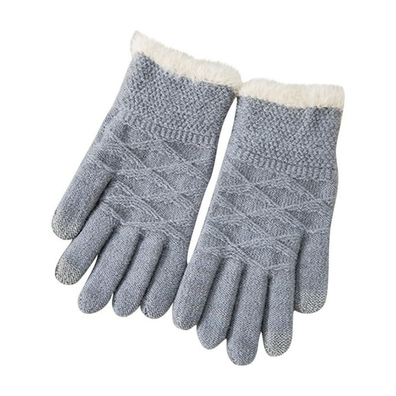 WRKEKC Winter Gloves for Women Fleece Lined Thickened Solid Color Touchscreen Mid Length Knit Jacquard Gloves Warm for Winter Outdoor Activities and Daily Wear