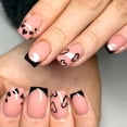 thumbnail image 1 of Uñas postizas KZBTRBT de 24 piezas, cortas, cuadradas, negras estilo francés, 1 of 7