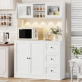 thumbnail image 3 of 67 in Tall Kitchen Pantry Cabinet with Microwave Shelf Sideboard Hutch Storage Cabinet with Doors Shelves and Drawers Wooden Coffee Bar Sideboard Buffet Cabinets with Storage for Office White, 3 of 7
