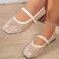 thumbnail image 6 of RoamHome Women's Mary Jane Ballet Flats Rhinestone Square Toe Comfortable Slip-On Adjustable Casual Dressy Flat Shoes for Daily Work Party, 6 of 9