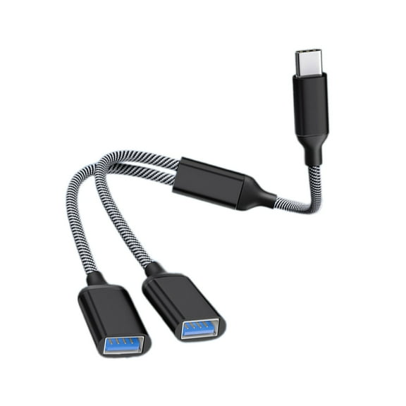 Type C to 2 USB OTG Adapter USB 2.0 Type C Expansion HUB Data Charging Cable