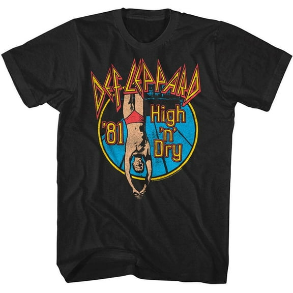 Def Leppard High n Dry Diver Men's T Shirt (Black, Adult4XL)