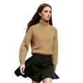 thumbnail image 6 of PAOLA RIBONI Stylish High Polo Neck Pullover with Gold Buttons in Light Beige Medium Relaxed Fit Sweater Crafted for Ultimate Comfort and Versatility, 6 of 9