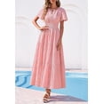 thumbnail image 2 of PRETTYGARDEN Womens Boho Maxi Dress Floral Summer Spring Short Sleeve V Neck A Line Embroidered Beach Vacation Dresses, 2 of 8
