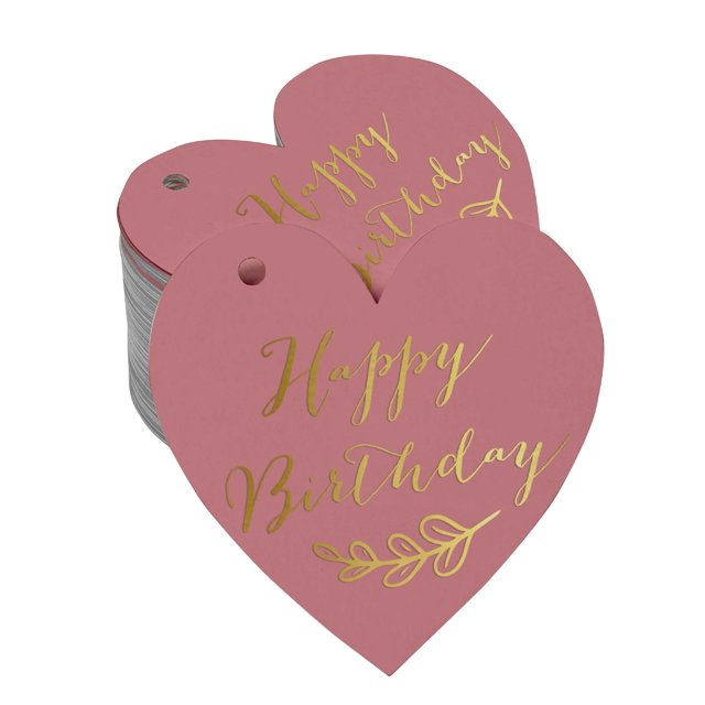 Inkdotpot Real Gold Foil Happy Birthday Tag Favor Hang Paper Tag 50 Pieces