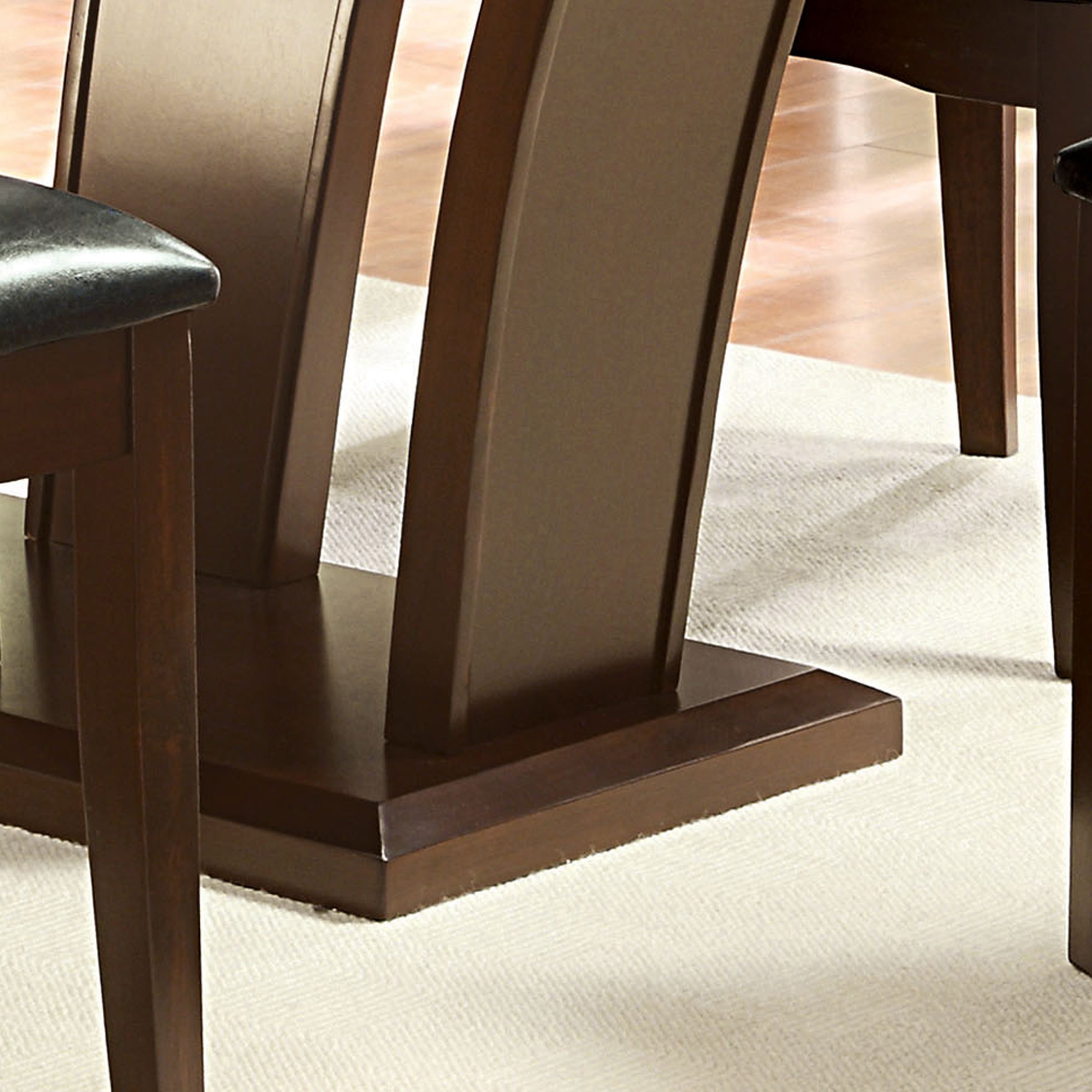Furniture of America Longbotton Glass Top Dining Table, Brown Cherry