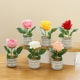 thumbnail image 2 of CNKOO Plastic Potted Plant Ornamental Non-fading Simple Mini Rose Artificial Potted Plant, 2 of 4