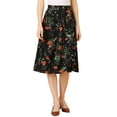 thumbnail image 1 of INSPIRE CHIC Women's High Waisted Split Hem A-Line Floral Skirts, 1 of 6