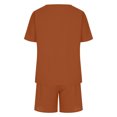 thumbnail image 5 of Jsaierl Linen Sets for Women 2 Piece Ladies Casual Summer Round Neck Short Sleeve Tops And Shorts Two Pieces Set Suit, 5 of 7