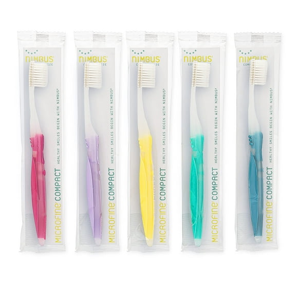 NIMBUS Extra Soft Toothbrushes (Compact Head), Periodontist Design Tapered Bristles for Sensitive Teeth and Receding Gums, Individually Wrapped Plaqu