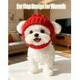 thumbnail image 2 of Red Wool Knit Dog Beanie with Ear Flaps - Warm Winter Hat, Flexible Fit That Stays Put for Small and Medium Breeds, 2 of 7