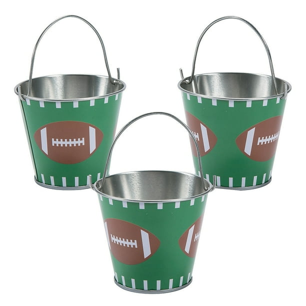 Football Metal Pail Party Supplies 12 Pieces
