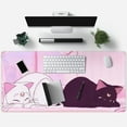 thumbnail image 4 of Desk Pad Pink Anime White Cat Black Cat Gaming Mouse Pad Large, Desk Office Decor Exclusive Beautiful Girls Mouse Pad for Women Desktop with Stitched Edges Non-Slip Rubber Computer Mat 31.5x15.7 in, 4 of 6