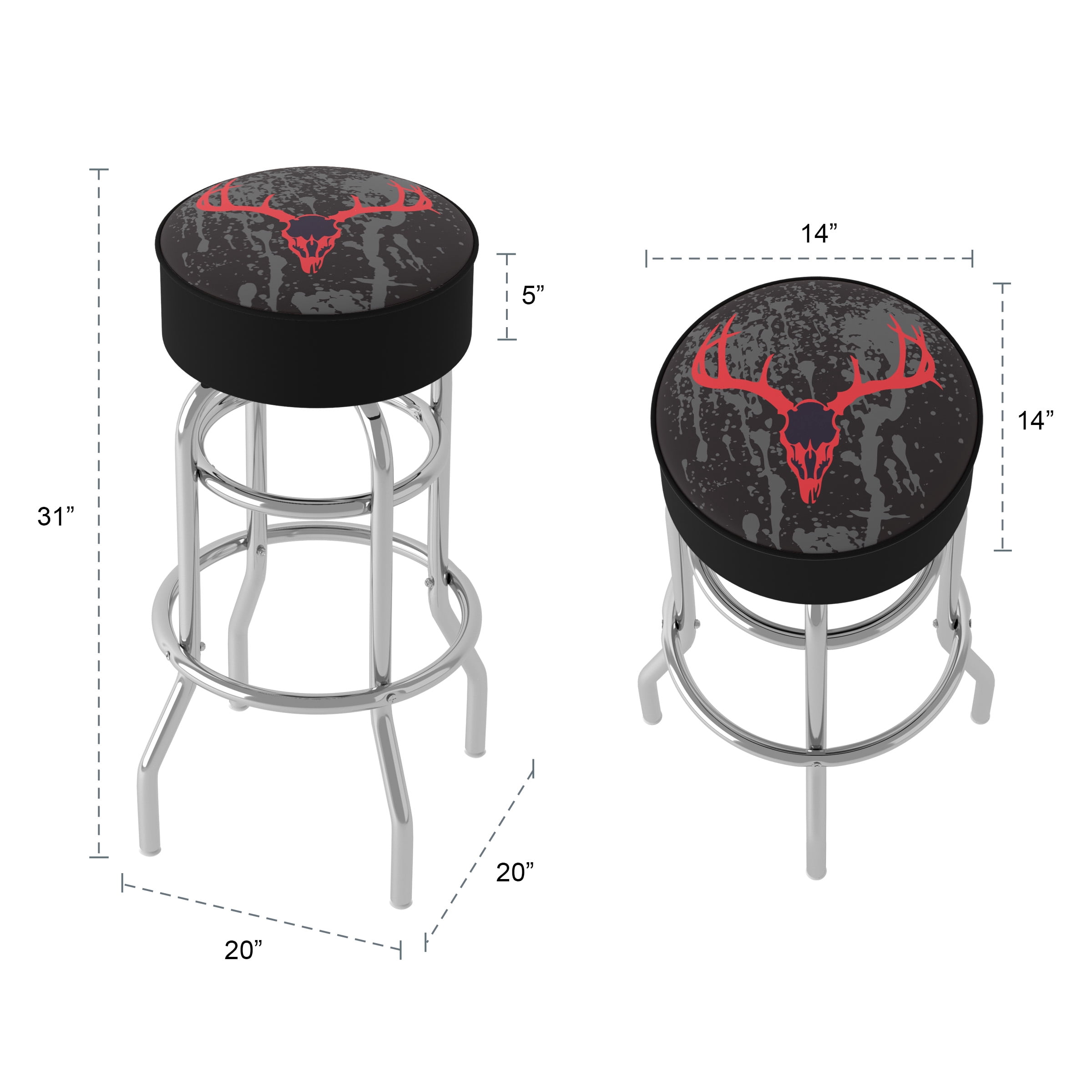 Trademark Gameroom Hunt Skull Bar Stool with Padded Seat