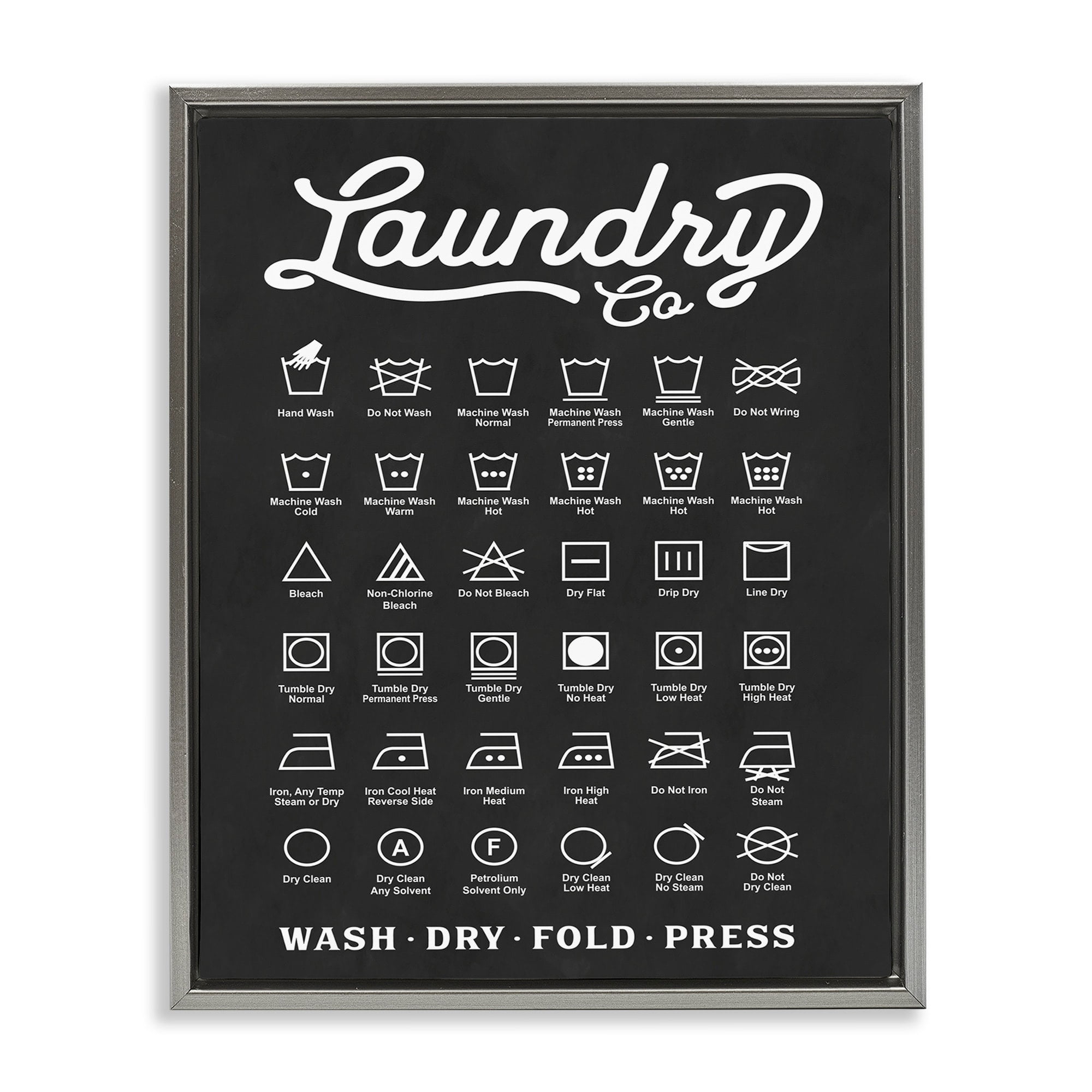 Stupell Industries Laundry Business Symbols Chart Simple Shapes Luster Gray Framed Floating Canvas Wall Art, 16x20, by Lettered and Lined