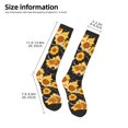 thumbnail image 2 of Xecao Black Marble Pattern Sunflower print thigh-high socks, crafted for both men and women with a stretchy, high-opaque design perfect for daily wear, 2 of 6