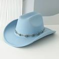 thumbnail image 2 of Western Cowboy Hat Unisex Turquoise Bohemian Wide Brim Design Fashion Accessory Party Hat with Chain for Men and Women, 2 of 3