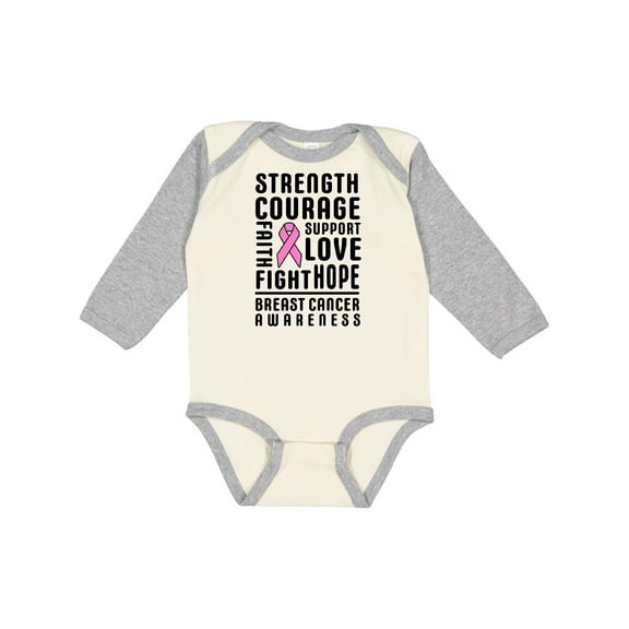 Inktastic Breast Cancer Awareness Strenght Courage Support Love Boys or Girls Long Sleeve Baby Bodysuit