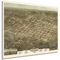 HISTORIX 1872 Raleigh North Carolina Map Vintage Poster Wall Art Print, 24 x 30 Inch