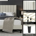 thumbnail image 6 of Yaheetech Upholstered Platform Bed Frame with Channel Tufted Headboard, Queen, Ivory, 6 of 6