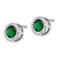 thumbnail image 2 of White Sterling Silver Earring Button Women'S Cubic Zirconia CZ Clear Glass Green 9 mm, 2 of 3