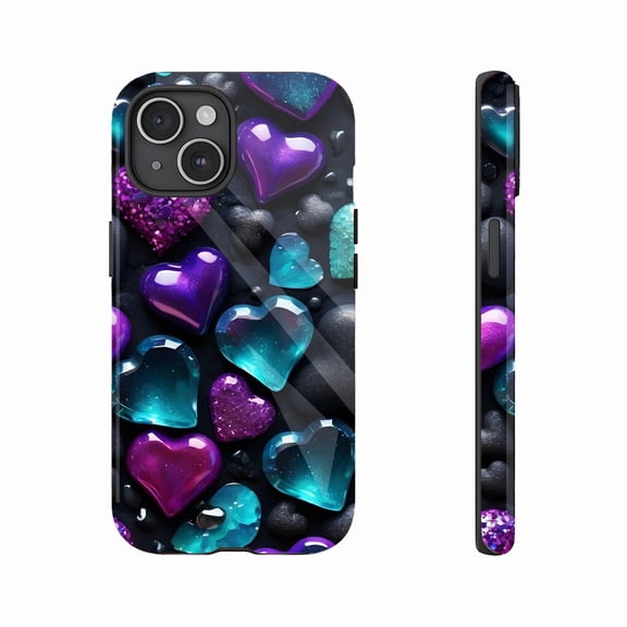 Glitter Heart Shimmering iPhone Case Compatible with iPhone 11/12/13/14/15/16 (Pro Max/Plus) Perfect for Valentine’s Day Gift Lovers of Sparkly Phone Accessories