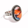 thumbnail image 4 of Orange Oyster Turquoise Stone 925 Sterling Silver Handmade Statement Rings Jewelry, 4 of 5