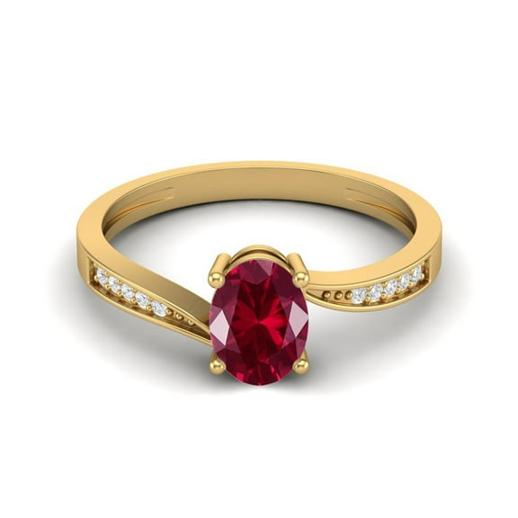 Mooneye 1.20 Cts Oval Ruby 925 Sterling Silver Gold Vermeil Solitaire Woman Valentines Day Gift Ring