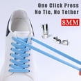 thumbnail image 3 of Mightlink 1 Pair 8mm No Tie Shoelaces Buckle Closing Opening Solid Color Flat Elastic Multipurpose Kids Adult Lazy Shoe Laces for Outdoor, 3 of 7