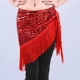 thumbnail image 2 of Nfurl Sequin Tassel Skirt for Women Shiny Belly Dance Hip Scarf Rave Party Festival Mini Skirts Trendy Glitter Sparkly Fringe Skirt Red Free Size, 2 of 7