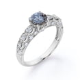 thumbnail image 4 of JeenMata Anillo de Compromiso de Inspiración Victoriana con Diamante Natural de Sal y Pimienta de Corte Redondo de 1,10 Quilates Tallado a Mano en Oro Blanco de 18 K sobre Plata, 4 of 6