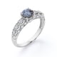thumbnail image 4 of JeenMata Anillo de Compromiso de Inspiración Victoriana con Diamante Natural de Sal y Pimienta de Corte Redondo de 1,10 Quilates Tallado a Mano en Oro Blanco de 18 K sobre Plata, 4 of 6