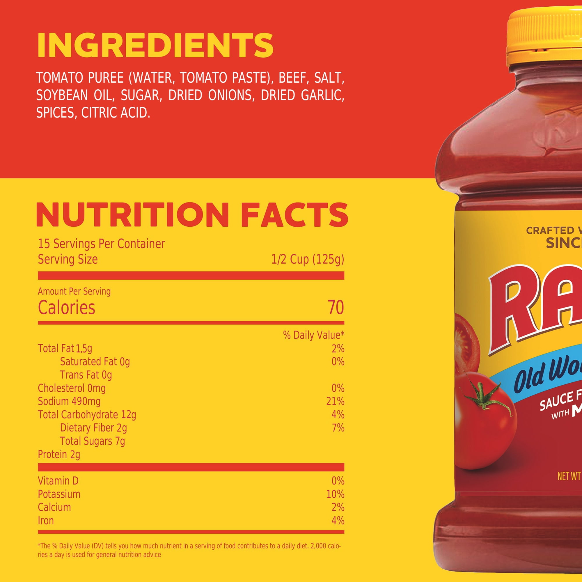 (3 pack) RAGU Old World Style Pasta Sauce, Flavored with Meat, 66 oz